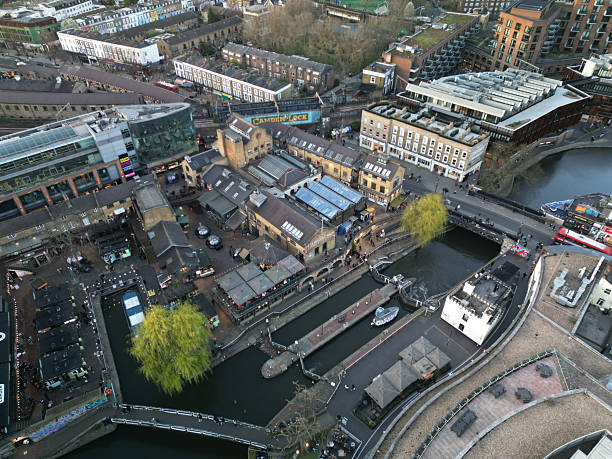 istock Aerial shot over Camden Lock London UK 2246082135
