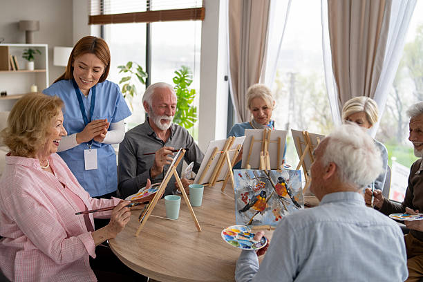 istock Engaging art therapy session for senior citizens at home 2246086966