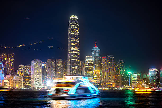 Hong Kong Victoria harbor view at night