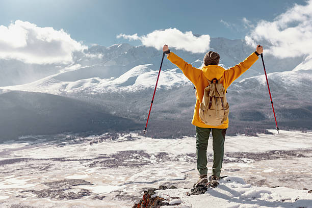 istock Happy hiker girl with open arms 2246100605