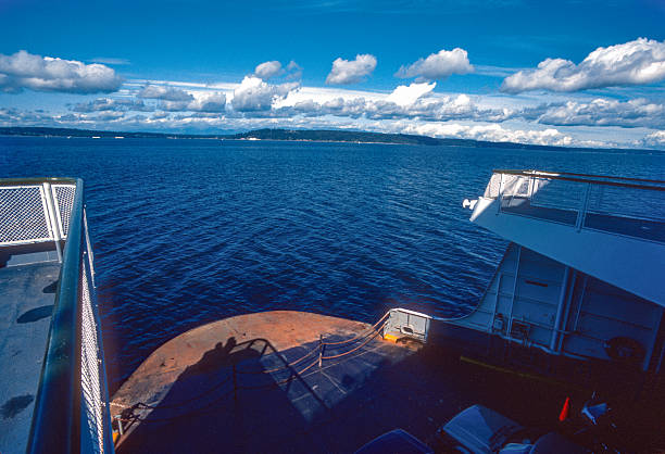Kingston Ferry - View forward, looking out from the ferry's bow - 1989. Scanned from Kodachrome 64 slide.