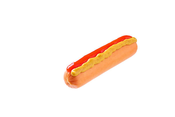 istock boiled sausage with ketchup and mustard isolated. 2246114965