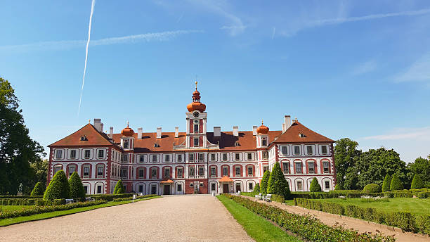 istock View of a school facade with medieval Gothic architecture and many gardens 2246115935
