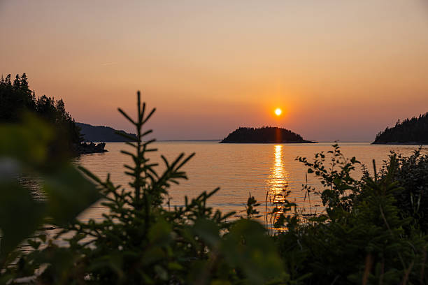 Parc National du Bic, Quebec, Canada during Summer at sunset.