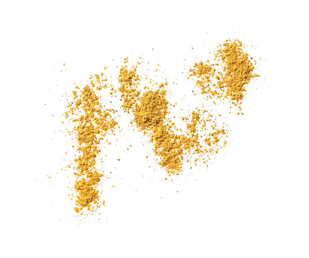 istock Dry curry powder isolated on white, top view 2246116753