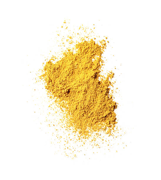 istock Dry curry powder isolated on white, top view 2246116786