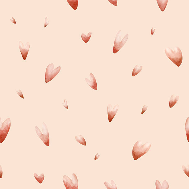 istock Cute little red hearts seamless pattern. Watercolor hand drawn illustration isolated on beige background for Valentine 2246121425