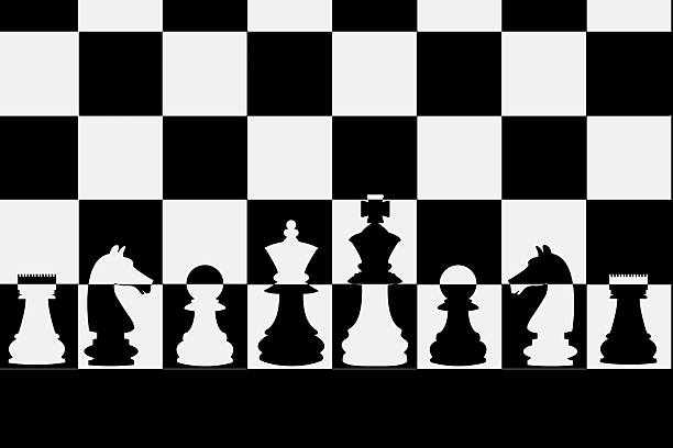A black and white image of international chess set on a board, reflecting the business world full of competition and complex strategies to achieve business victories, whether it be in the pursuit of market share.