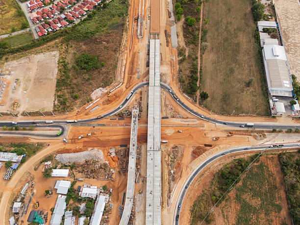 istock The construction site before the construction of the concrete bridge over the intersection by crane workers, tractors, and backhoes 2246125618