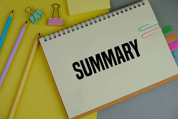 istock white note book  with the word Summary. a brief statement or account of the main points of something 2246127231