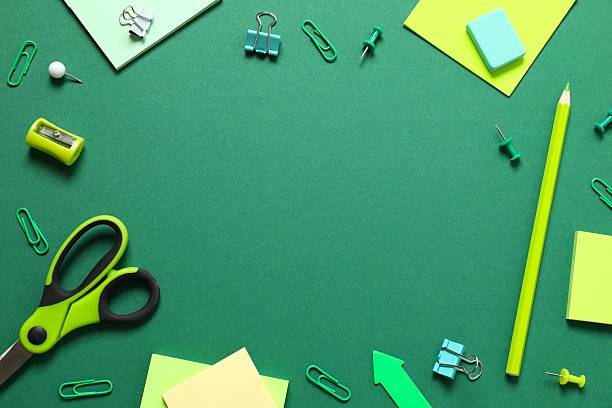 istock School stationery on color background, top view 2246134820