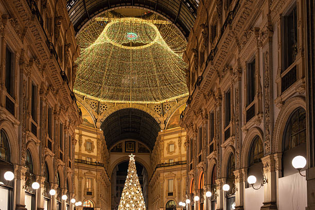 vittorio emanuele II gallery, Milan, Italy - 12 27 2024: night view of the galley