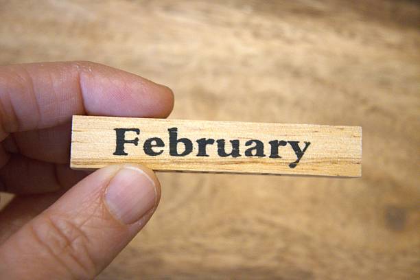 istock February text on wooden cube with wood background, close-up, Copy Space. 2246137503