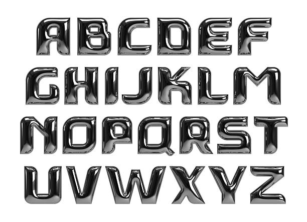 istock 3d chrome font with rounded corners. Silver bold bubble typeface. Liquid metal letters 2246138263