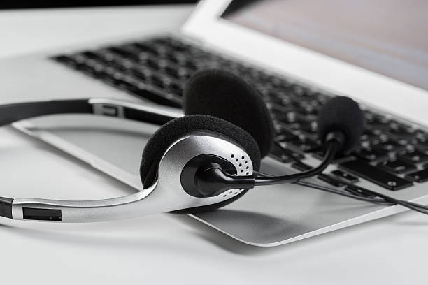 Headset on laptop for communication and online activities