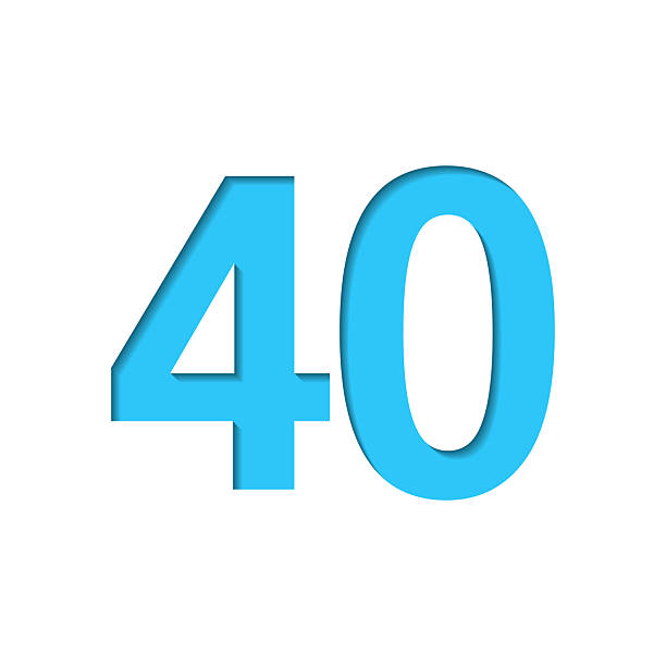istock 40 - Number Forty. Icon cut out on white paper with blue background 2246141780