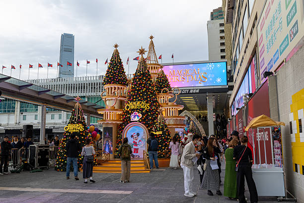 Hong Kong - November 11, 2025 : Christmas decorations at Harbour City to welcome the upcoming Christmas in Hong Kong.