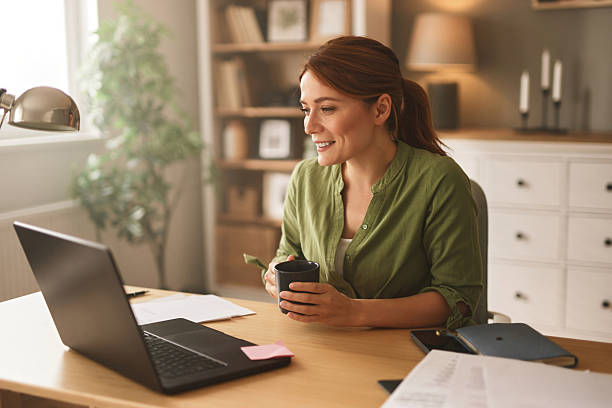 istock Freelancer working from home enjoying a cup of coffee 2246150012