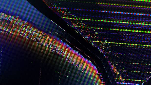 Fractured Television Screen Showing Colorful Distortion
