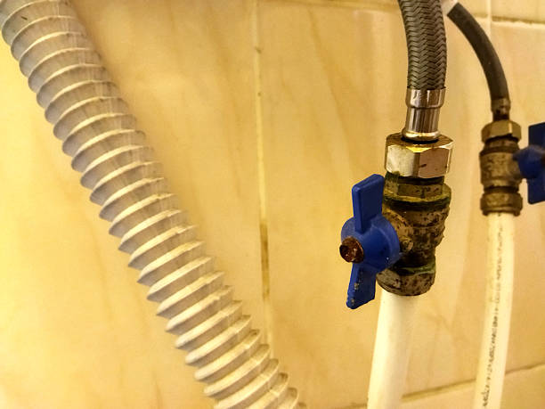 istock Plumbing fixture with shut-off valve and flexible hose connection 2246156776