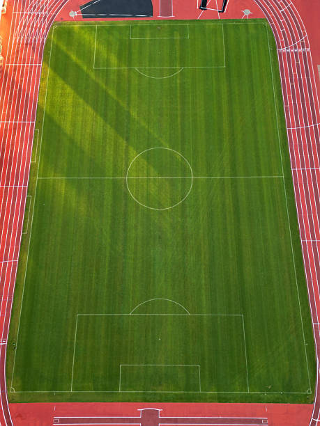 istock Empty football field, aerial view 2246159230