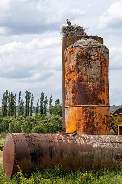 Old sand and quarry stone grinding plant. Quarry equipment.