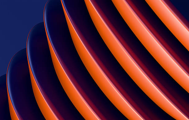 istock Contemporary 3D Rendered Smooth Curved Shapes in Deep Blue and Vibrant Orange Color Scheme 2246163367