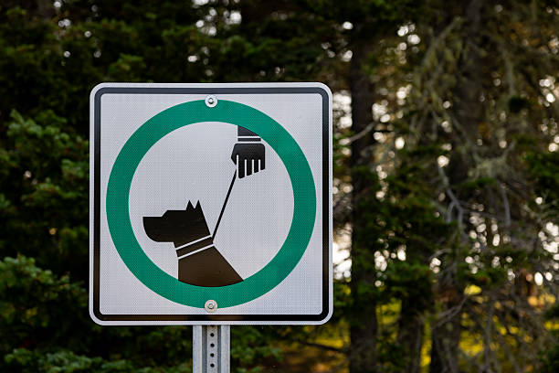 Dogs Must Be Kept On A Leash warning Sign, Quebec, Canada