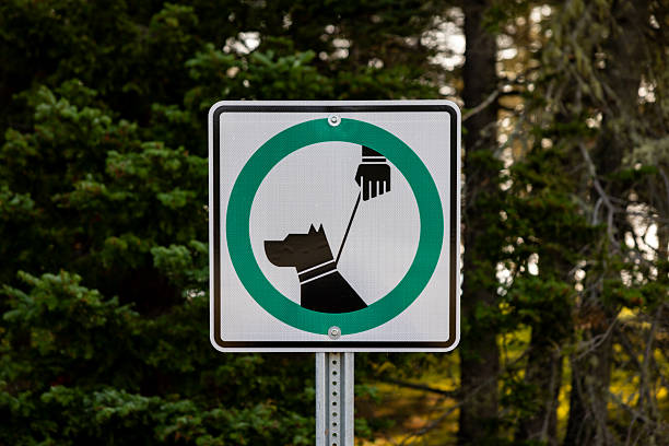 Dogs Must Be Kept On A Leash warning Sign, Quebec, Canada