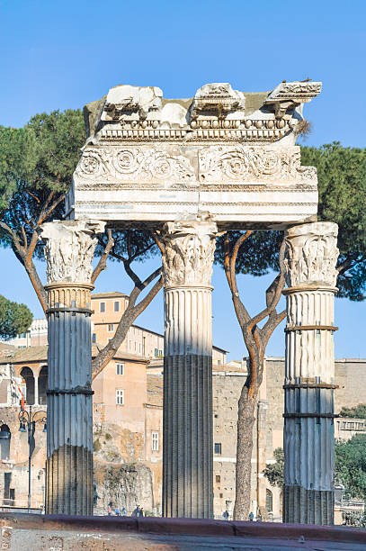 Remains of a Roman column in Rome Italy