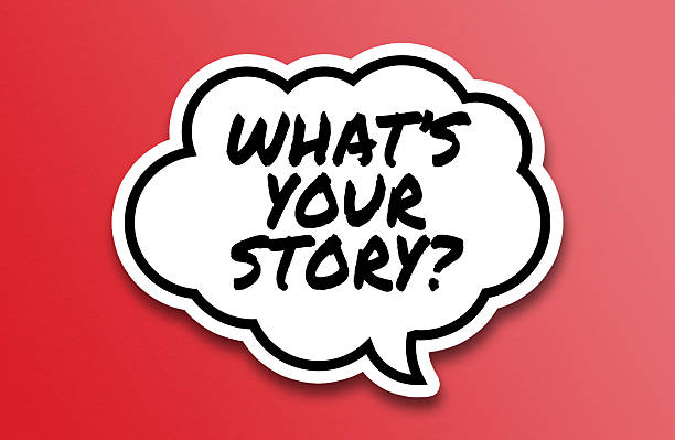 istock Comic style speech bubble with phrase “What is your story?” on red backdrop 2246164178
