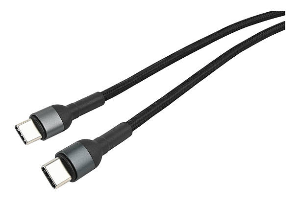 istock Black usb type c cable connector charger isolated on a white background. Full depth of field. 2246166878