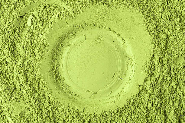 istock Round imprint in matcha powder with granular border forms striking texture for logo mockups, packaging, ads and modern backgrounds 2246167899
