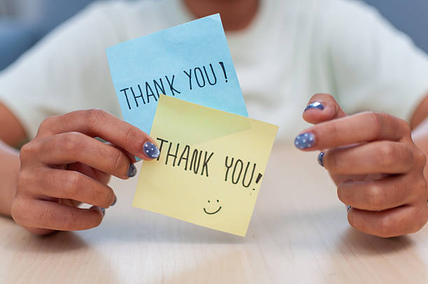 istock Grateful thank you notes for a friendly home office interaction a close-up view 2246170656