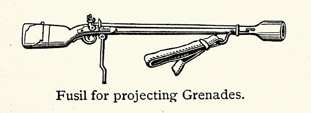 Military history, Weapons, Fusil for projecting grenades, grenade launcher, gun, Vintage illustration, 19th Century, Victorian