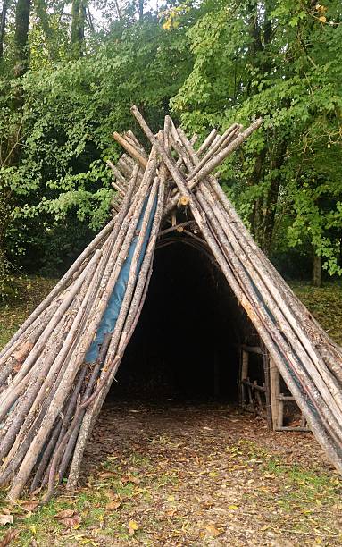 istock Tipi made of wooden logs in a parc 2246174779
