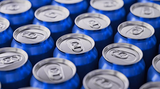 istock Rows of Blue Drink Cans. Depth of field. 2246191705