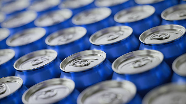 istock Rows of Blue Drink Cans. Depth of field. 2246191722