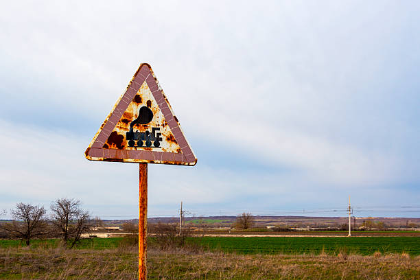 Old weathered road sign \