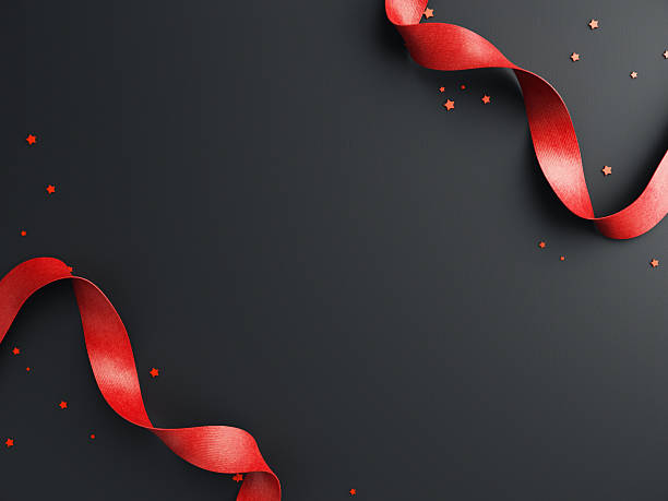 istock Elegant Red Ribbon on Black Background 2246193347