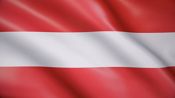 Fluttering silk flag of Austria. Full Screen.