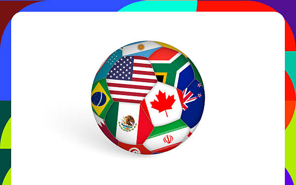istock Football Ball Wrapped in International Flags, World Flag Patterned Soccer Ball. 2246196246