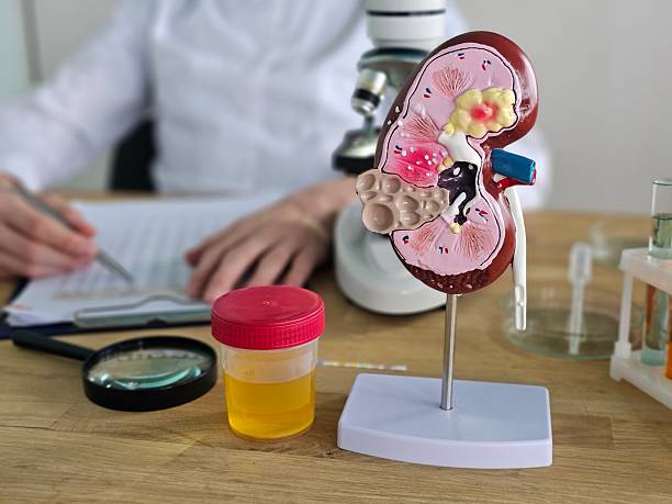 istock Medical professional analyzing kidney model and urine sample in laboratory setting during research session concept 2246204663
