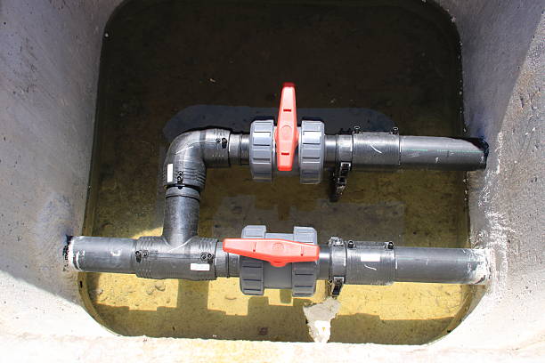istock Shut-off valve for liquids in a concrete shaft 2246206302