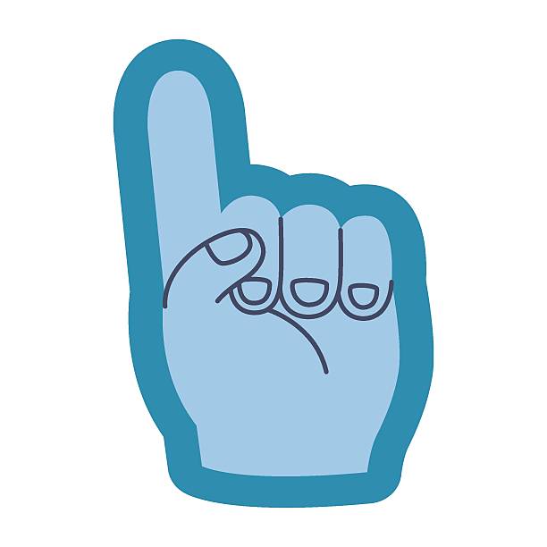 istock Blue foam finger hand showing number one gesture. Sports fan accessory and support symbol. Trendy modern vector illustration isolated on white background, flat design 2246209169