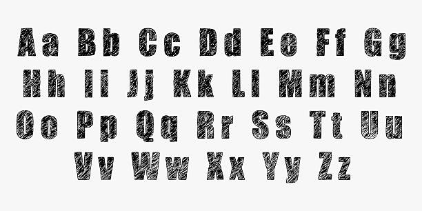 istock Crayon doodle english alphabet with pastel pencil texture. Hand drawn kids font full of energy and color. Cute abc for school materials 2246211659