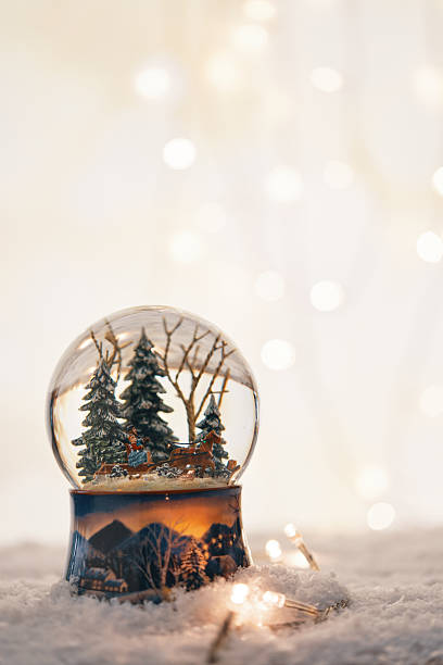 istock Christmas Decoration with Snow Globe and Holiday Lights 2246220603