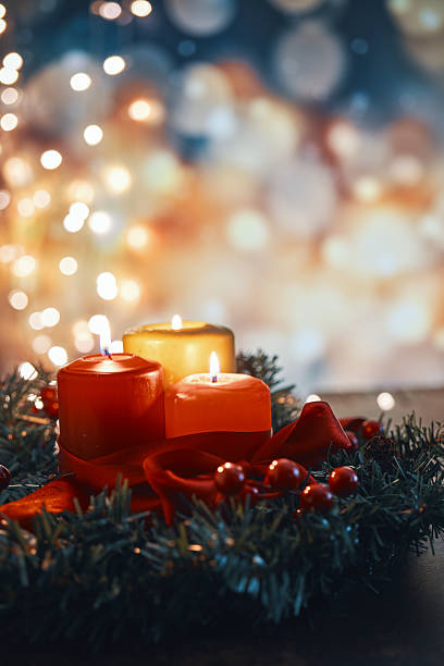 istock Christmas Decoration with Candles and Holiday Lights 2246220618