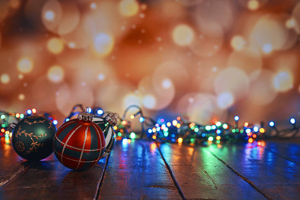 Christmas Decoration with Ornaments and Holiday Lights