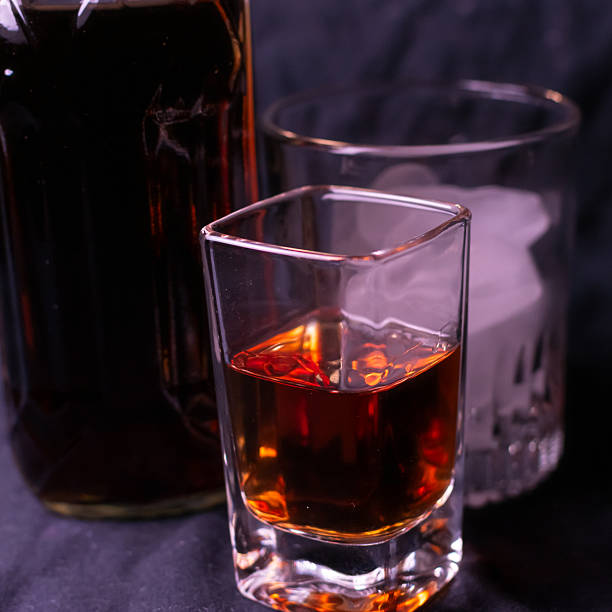 istock Brown liquor, ice and a poured shot 2246220694